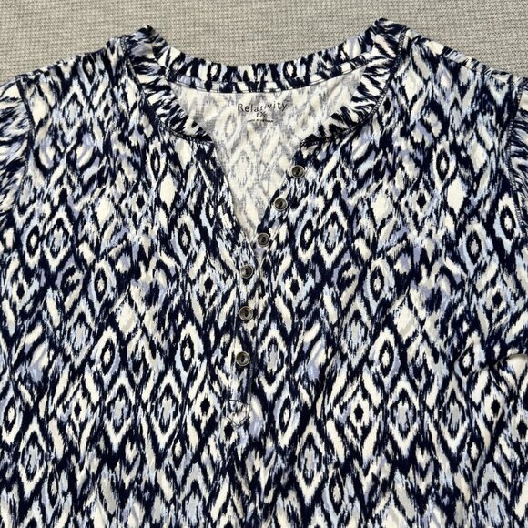 Relativity Womens Multicolor Geometric Tunic Blouse 3/4 Sleeve Blue Plus Size 1X - Picture 5 of 14